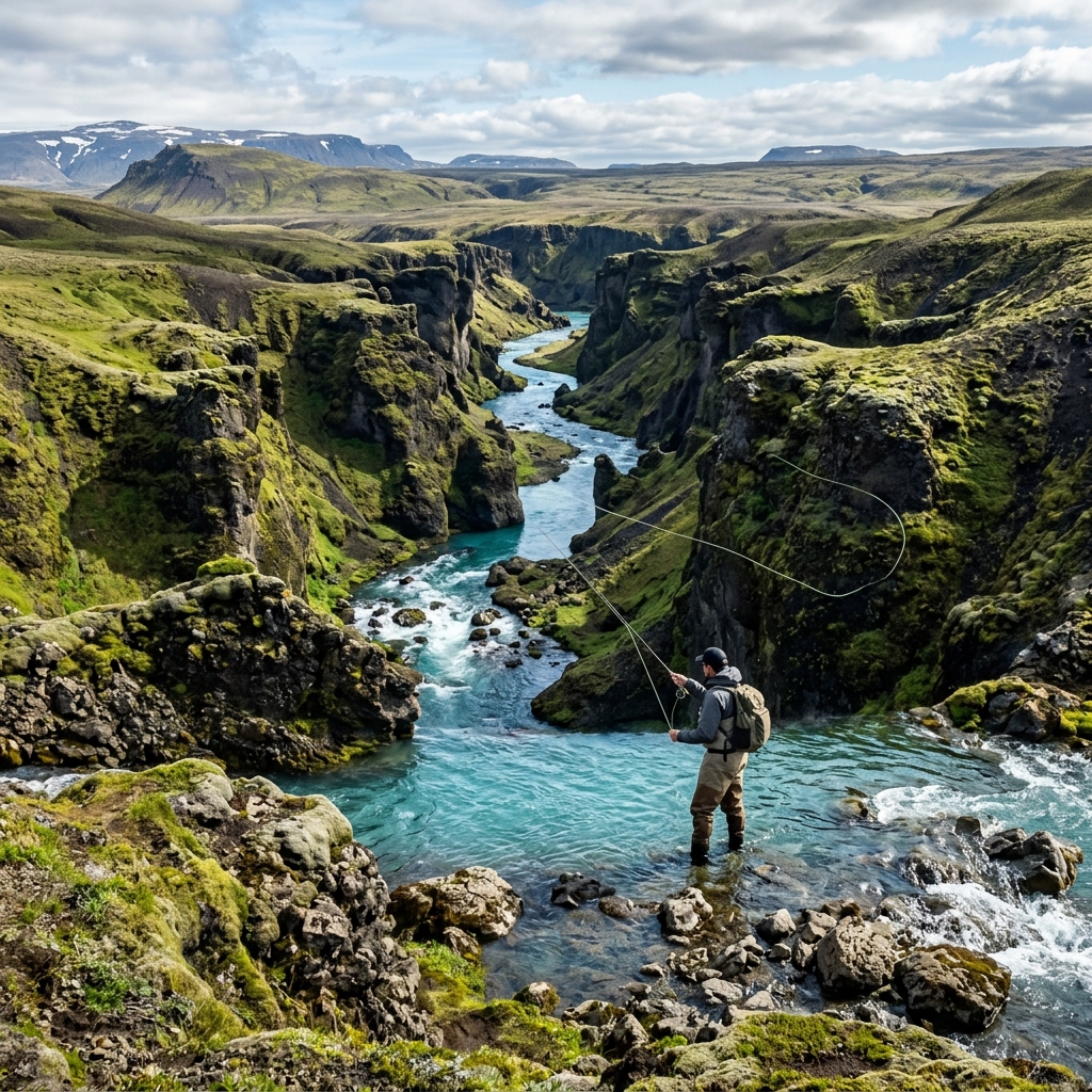 Bright colored Arctic Char in river bed