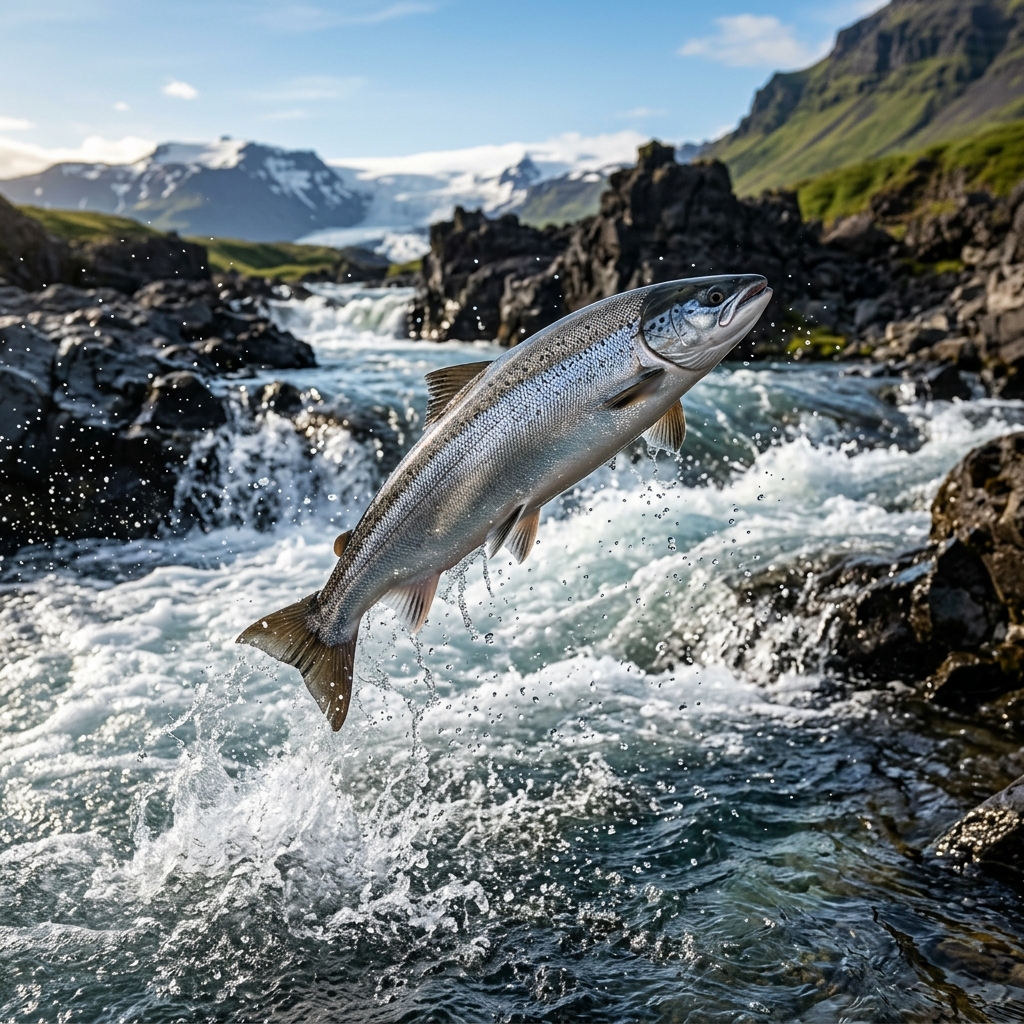 Wild Atlantic Salmon leaping